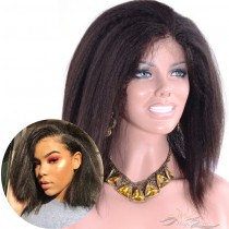 Kinky Straight Bob Lace Front Wig Lace Frontal Wig Pre-Plucked Hairline [CAHKB]