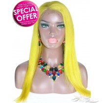 2020 NEW FASHION YELLOW HUMAN HAIR LACE FRONT WIG PRE-PLUCKED HAIRLINE BLEACHED KNOTS [BHYE]
