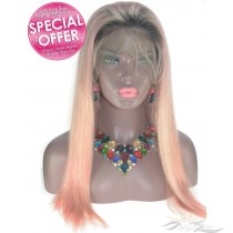 Fashion Ombre Pink Color Brazilian Human Hair Lace Wig No Tangle No Shedding [BFTP]