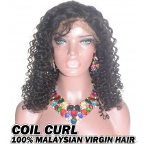 Coil Curl Malaysian Virgin Human Hair HD Lace 360 Lace Wig 150% Density Pre-Plucked Hairline