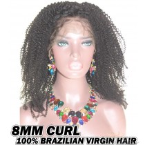 8MM Curl Brazilian Virgin Human Hair HD Lace 360 Lace Wig 150% Density Pre-Plucked Hairline