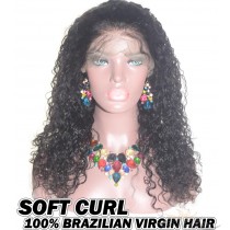 Soft Curl Brazilian Virgin Human Hair HD Lace 360 Lace Wig 150% Density Pre-Plucked Hairline