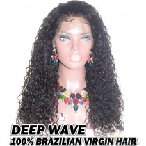 Deep Wave Brazilian Virgin Human Hair HD Lace 360 Lace Wig 150% Density Pre-Plucked Hairline