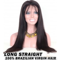 Long Straight Brazilian Virgin Human Hair HD Lace 360 Lace Wig 150% Density Pre-Plucked Hairline