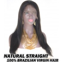 Natural Straight Brazilian Virgin Human Hair HD Lace 360 Lace Wig 150% Density Pre-Plucked Hairline
