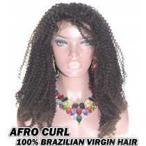 Afro Curl Brazilian Virgin Human Hair HD Lace 360 Lace Wig 150% Density Pre-Plucked Hairline