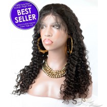 Deep Curl Malaysian Virgin Hair Full Lace Wig Pre-Plucked Hairline HD Lace Bleached Knots [HFDC]
