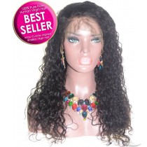 Best Seller Water Curl Brazilian Virgin Hair Full Lace Wig 100% Raw Human Virgin Hair Intact Cuticles Aligned Pre-Plucked Hairline HD Lace [BFWAC]
