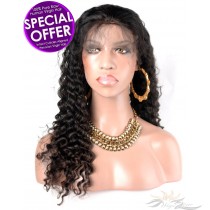 Deep Curl Peruvian Virgin Hair Full Lace Wig Pre-Plucked Hairline Super HD Lace Bleached Knots [PFDC]