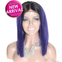 Ombre TNC/Violet Bob Brazilian Human Hair Lace Closure Wig [BCOV]