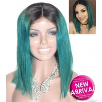 Ombre TNC/Green Bob Brazilian Human Hair Lace Closure Wig [BCGB]