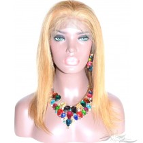 Sweet Blonde Straight Russian Human Hair Full Lace Wig HD Super Lace Pre-Plucked Hairline [R27S]