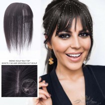 3D Bionic Scalp Silk Top Human Virgin Hair Bang Fringe Hair Pieces Hair Replacement 100% Top Quality Human Virgin Hair Silk Top Hidden Knots [FB11]