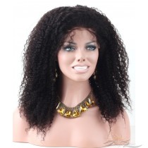 Afro Kinky Curl SILK TOP Lace Front Wig Burmese Virgin Hair Hidden Knots [BUSHAKC]