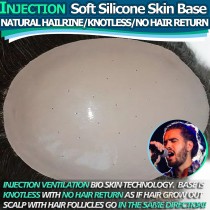 INJECTION Soft Silicone Base Toupees Bionic-Tech Knotless Injected Mens Hair Pieces Hair Replacement [SILICONE-I]