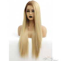 Futura Fiber Ombre Blonde Straight Lace Front Wig Looks & Feels Like Human Hair [SHOBS]