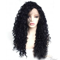 Futura Fiber Lace Front Wig Malaysian Curly 1B Looks & Feels Like Human Hair [SHMC]