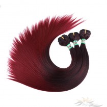 Ombre Black to Red Wine Color Straight Hair Ultima Fiber Hair Weft   [SUW1BR]
