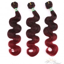 Ombre Black to Red Wine Color Body Wave Ultima Fiber Hair Weft   [SUW1BRBW]