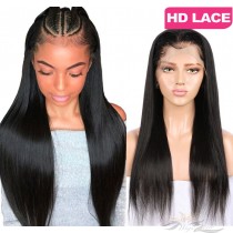 HD LACE BRAZILIAN VIRGIN HAIR SILK STRAIGHT 6INCH DEEP PARTING LACE FRONT WIG PRE-PLUCKED HAIRLINE [HD6HST]