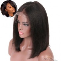 Brazilian Virgin Hair Yaki Straight Bob Lace Front Wig Pre-Plucked Hairline Silk Top And Fake Scalp Available [BHYB]