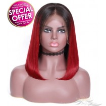 Ombre TNC/Red Bob Brazilian Human Hair Lace Front Wig [BHTR]