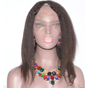 CLEARANCE 12INCH NATURAL BLACK ITALIAN YAKI BRAZILIAN VIRGIN HAIR U PART WIG [C29]