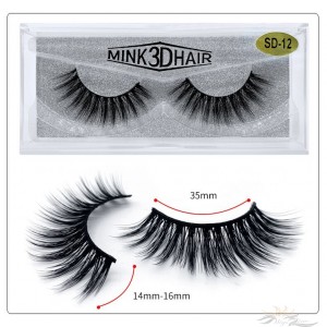 3D Mink Eyelashes 3D Layered Effect Faux Siberian Mink Fur Reusable Hand Made Strips Eyelashes 1 Pair [SD-12]