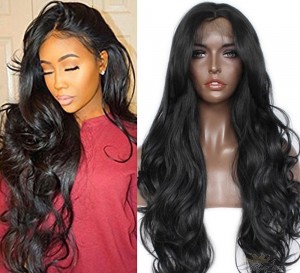 Futura Fiber Long Wavy Black Lace Front Wig Looks & Feels Like Human Hair [SHW]