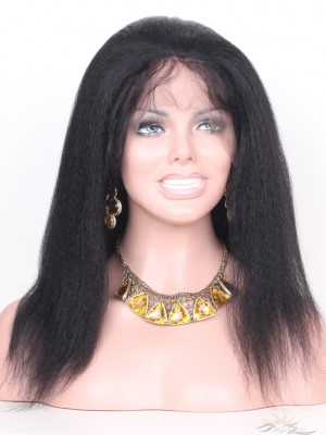 Kinky Straight Human Hair Lace Wig Pre-Plucked Hairline For Black Women Super Bleached Knots HD Invisible Skin Melting Lace [IRKT]