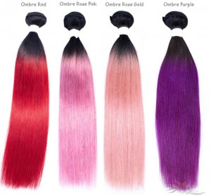Special Ombre Color Silky Straight Brazilian Virgin Hair Wefts Human Virgin Hair Weaves  [BRSOST2]