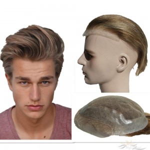 Thin Skin Lace Toupee for Men Hair Replacement System Top Quality Human Hair Hairpieces [T52]