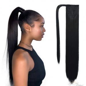 Clip in Ponytail Extension Wrap Around Long Straight Pony Tail Hair 22 Inch Synthetic Hairpiece [HA14]