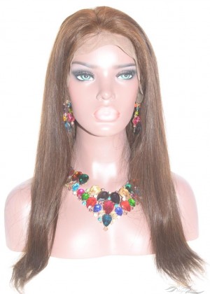 Brown Color Silky Straight Fake Scalp Lace Wig Undectable Lace Pre-Plucked Hairline No Cornrows or Wig Cap Needed [FSST4]