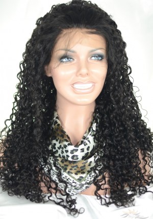 Coil Curl Brazilian Virgin Hair Lace Wig Pre-Plucked Hairline HD Invisible Skin Melting Lace Wig Super Bleached Knots [BRCC]