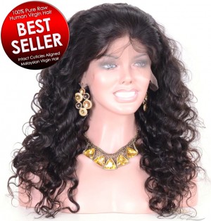 100% Raw Human Virgin Hair Cuticles Aligned Tight Body Wave Malaysian Virgin Hair Full Lace Wig Pre-Plucked Hairline Super HD Lace Bleached Knots [MFTBW]
