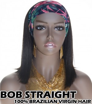 100% Top Grade Brazilian Cuticle Aligned Human Virgin Hair BOB Headband Wig Scarf Wig [BHBS]