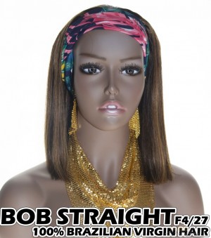 100% Top Grade Brazilian Cuticle Aligned Human Hair BOB F4/27 Headband Wig Scarf Wig [BH427B]