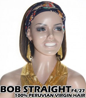 100% Top Grade Peruvian Cuticle Aligned Human Hair BOB F4/27 Headband Wig Scarf Wig [PH427B]