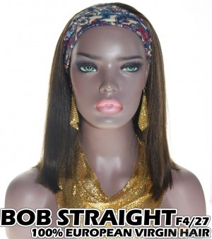 100% Top Grade European Virgin Hair Headband Wig Scarf Wig BOB Straight F4/27 [EH427B]
