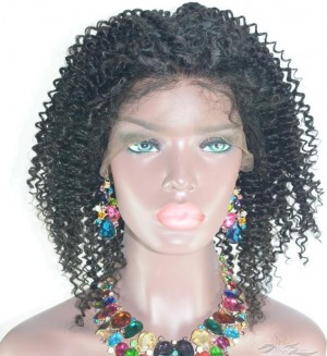 CLEARANCE 16INCH NATURAL BLACK AFRO CURL FULL LACE WIG [C17]