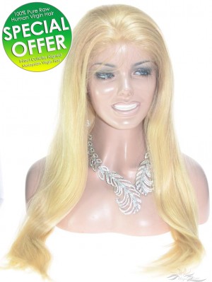 Light Blonde Straight Malaysian Virgin Hair Full Lace Wig Pre-Plucked Hairline Super Fine HD Lace [MF613ST]