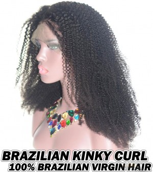 Brazilian Kinky Curl Virgin Human Hair HD Lace 360 Lace Wig 150% Density Pre-Plucked Hairline
