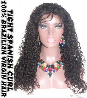 Tight Spanish Curl Brazilian Virgin Human Hair HD Lace 360 Lace Wig 150% Density Pre-Plucked Hairline