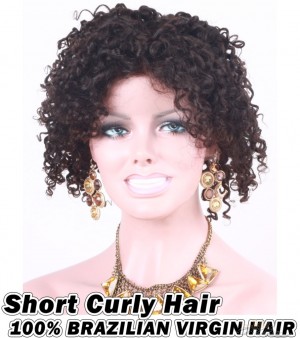 Short Curly Brazilian Virgin Human Hair HD Lace 360 Lace Wig 150% Density Pre-Plucked Hairline 