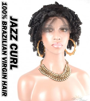 Jazz Curl Brazilian Virgin Human Hair HD Lace 360 Lace Wig 150% Density Pre-Plucked Hairline