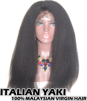 Italian Yaki Malaysian Virgin Human Hair HD Lace 360 Lace Wig 150% Density Pre-Plucked Hairline
