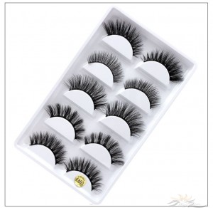 5D Mink Eyelashes 5D Layered Effect Faux Siberian Mink Fur Reusable Hand Made Strips Eyelashes Mixed Styles 5 Pairs [F860]