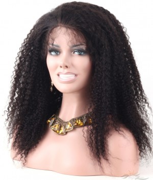Afro Curl Brazilian Virgin Hair Lace Wig Pre-Plucked Hairline HD Invisible Skin Melting Lace Wig Super Bleached Knots [BRAC]