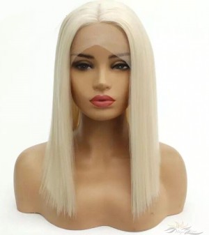 Futura Fiber Blonde Color Middle Part Bob Style Lace Front Wig Looks & Feels Like Human Hair [SHMPBB]